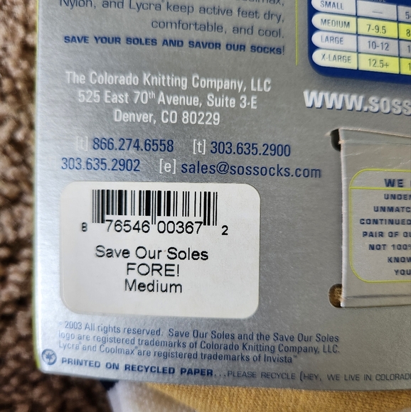 Save our Soles socks white w print over ankle sz medium athlete made in USA NWT - Picture 6 of 7